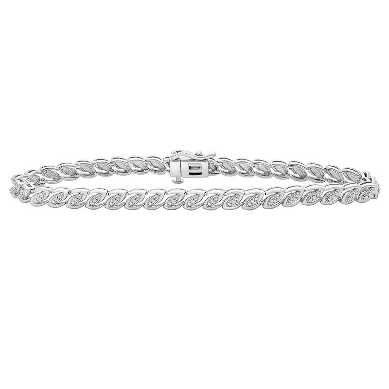 1/10 ct. tw. Diamond Link Bracelet in Sterling Silver