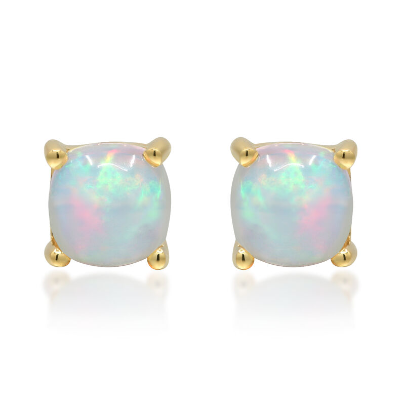 Opal Stud Earrings in 10K Yellow Gold