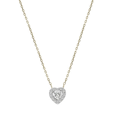 Diamond Heart Halo Necklace in 14K Yellow Gold (1/4 ct. tw.)