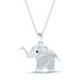 Black Diamond Origami Elephant Pendant in Sterling Silver