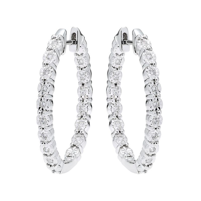 Diamond Hoop Earrings in Sterling Silver