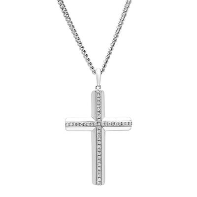 1/4 ct. tw. diamond cross pendant in sterling silver
