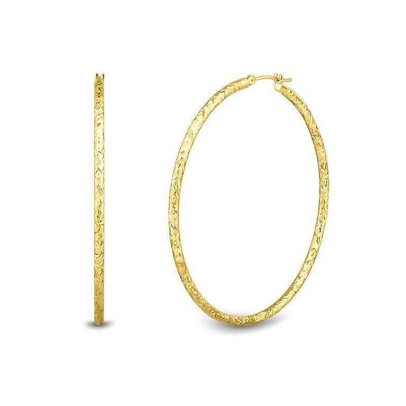 Crystal Cut Hoop Earrings in 14K Yellow Gold