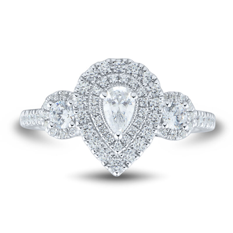 3/4 ct. tw. Pear-Shaped Halo Diamond Engagement Ring
