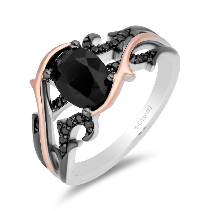 Maleficent Black Onyx and Diamond Ring in Sterling Silver and 10K Rose Gold &#40;1/8 ct. tw.&#41;
