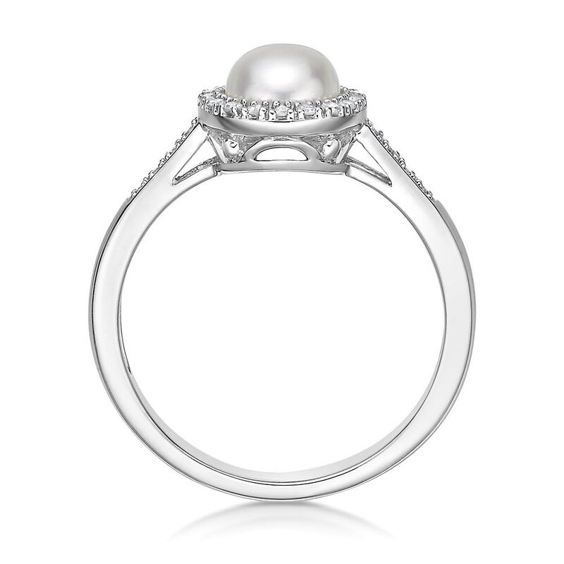 Freshwater Cultured Pearl &amp; 1/8 ct. tw. Diamond Ring in Sterling Silver