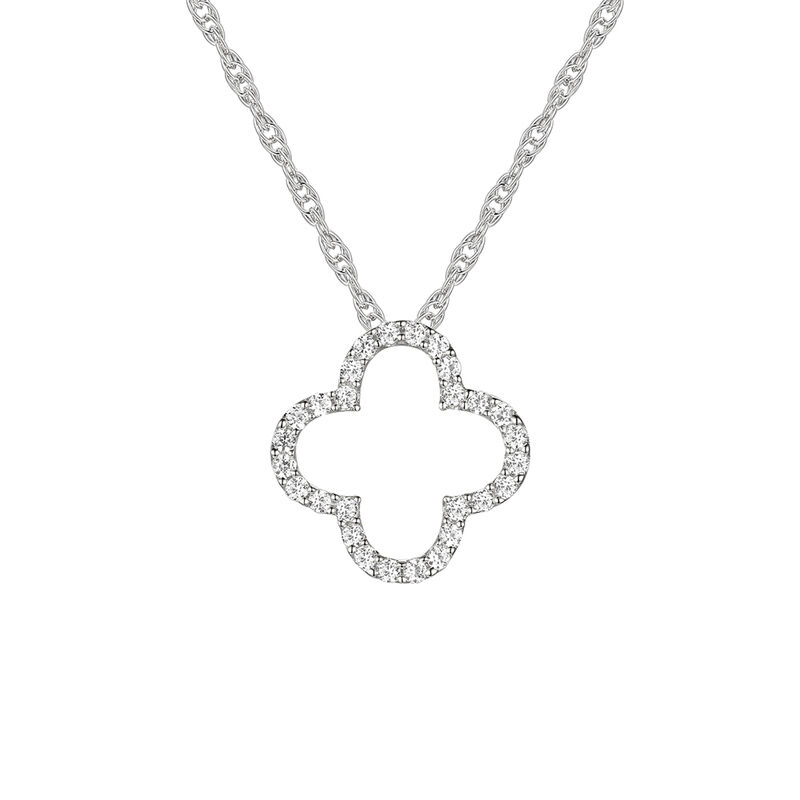 Diamond Clover Pendant in 10K White Gold &#40;1/8 ct. tw.&#41;