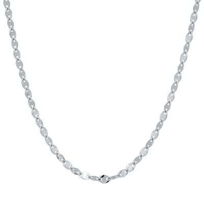 Flat Link Chain in 14K White Gold, 18