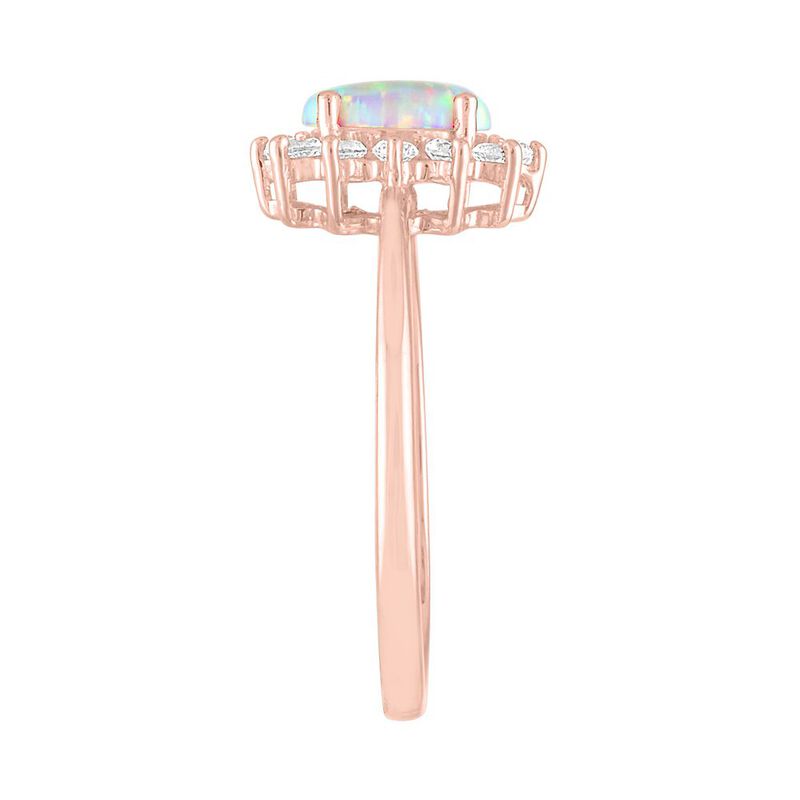 Lab Created Opal &amp; White Sapphire Ring in 10K Rose Gold