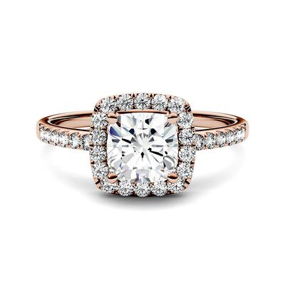 Moissanite Cushion-Cut Halo Ring in 14K Rose Gold (1 3/8 ct. tw.)