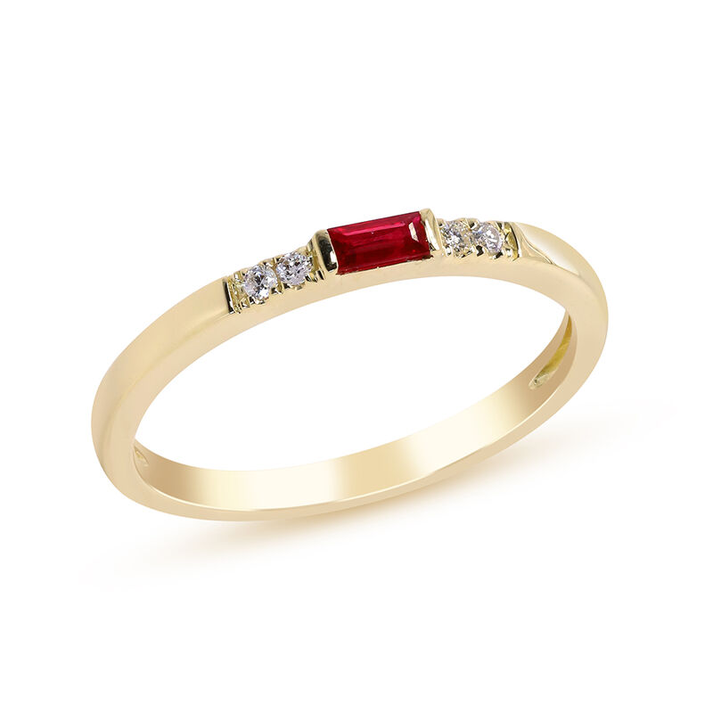 Ruby &amp; Diamond Accent Stacking Ring in 10K Yellow Gold