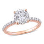 Lab Created White Sapphire Ring with Pav&eacute; Band in 10K Rose Gold &#40;2 3/4 ct. tw.&#41;
