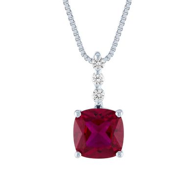 Lab Created Ruby & White Sapphire Pendant in Sterling Silver
