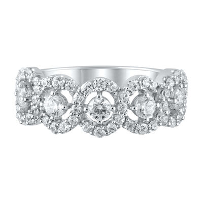 Lab Grown Diamond Anniversary Band with Halos in 14K White Gold (1 ct. tw.)