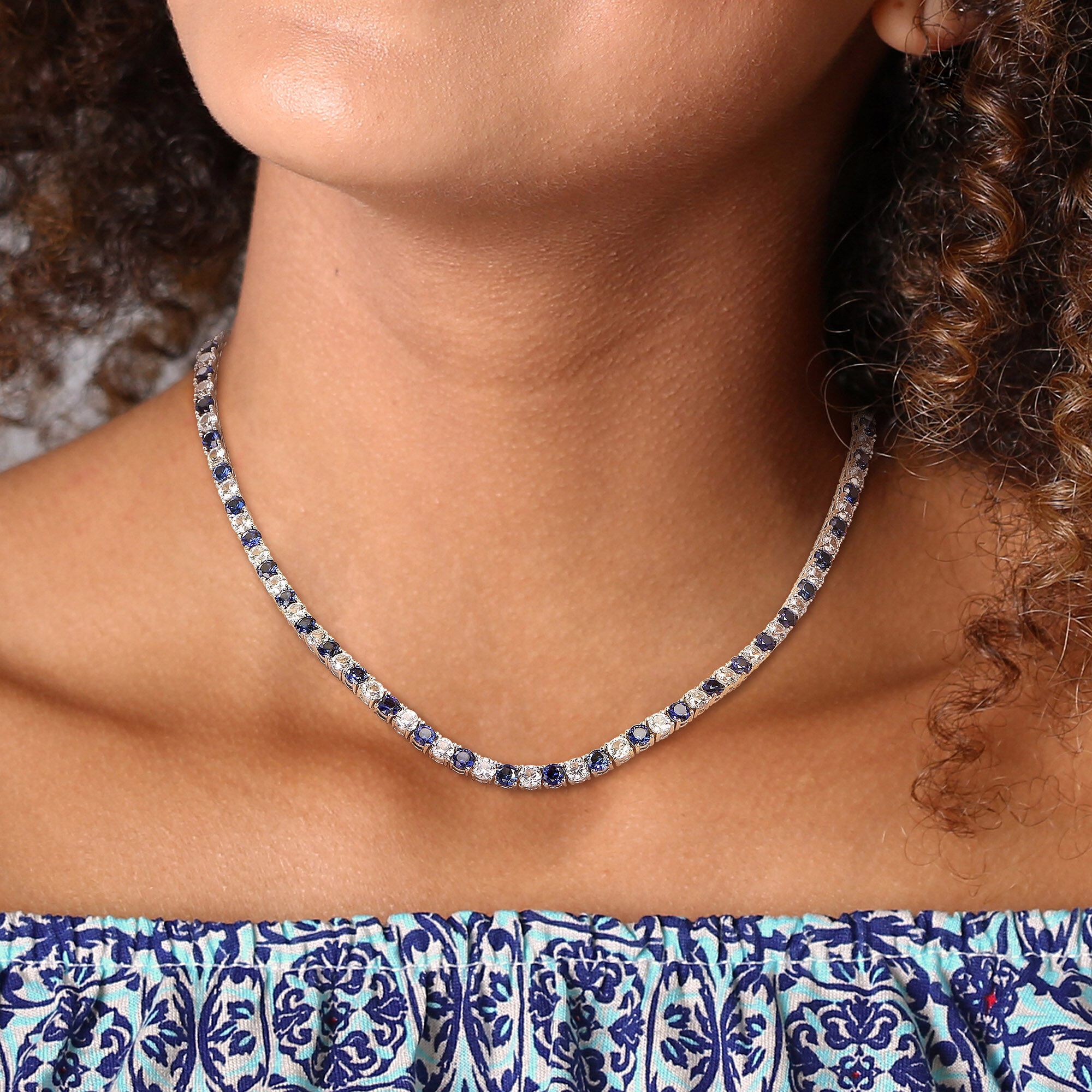 OVAL SOLITAIRE NECKLACE WITH BIG BLUE SAPPHIRE PENDANT AND EARRINGS - Mon  Tresor