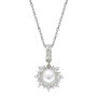 Freshwater Pearl &amp; Lab Created White Sapphire Pendant, Earrings &amp; Ring Boxed Set in Sterling Silver