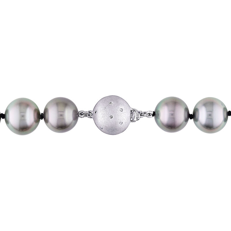 Black Cultured Tahitian Pearl Necklace in 14K White Gold, 10-13mm, 18&rdquo;
