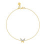 Diamond Accent Butterfly Bracelet in 10K Yellow Gold, 8&rdquo;