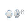 Lab Created Opal, Blue Topaz &amp; Diamond Earrings in Sterling Silver
