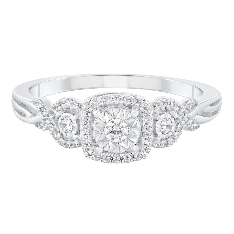 Three Stone Diamond Engagement Ring in 10K Gold &#40;1/4 ct. tw.&#41; 