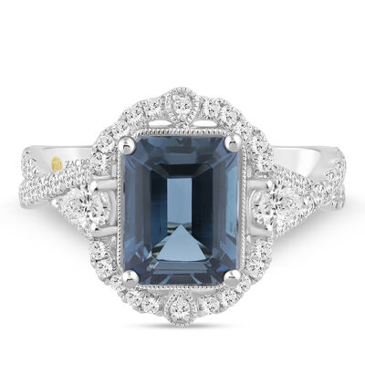 Farrah London Blue Topaz and Diamond Engagement Ring in 14K Gold (3/4 ct. tw.)