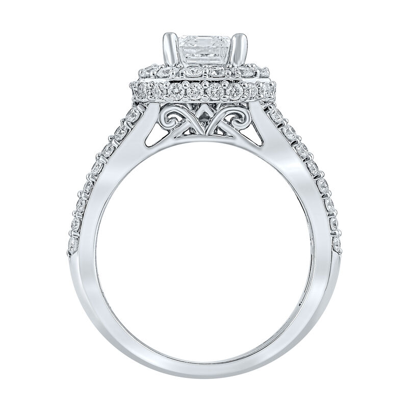 Light Heart® Lab Grown Diamond Emerald-Cut Halo Engagement Ring