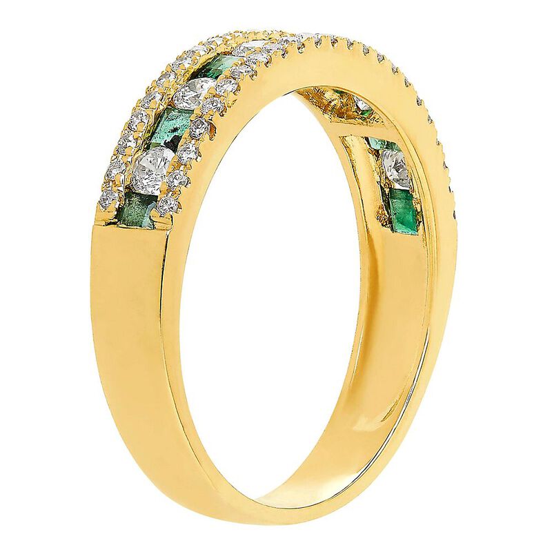 Emerald &amp; 1/3 ct. tw. Diamond Ring in 10K Yellow Gold