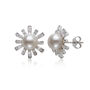 Freshwater Pearl &amp; Diamond Earrings in Sterling Silver