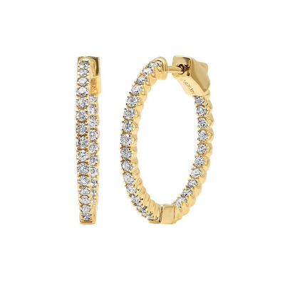 Diamond Hoop Earrings in 14K Yellow Gold (1 ct. tw.)