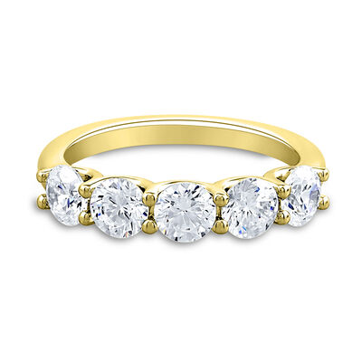 Lab grown diamond five-stone anniversary band in 14k yellow gold (2 ct. tw.)