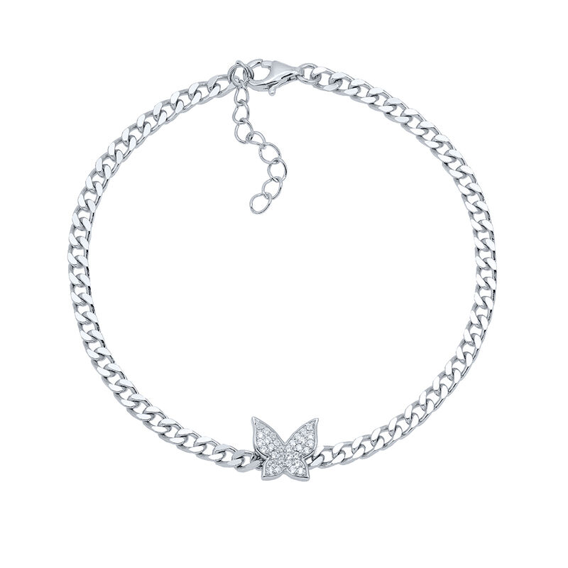 Lab Created White Sapphire Butterfly Bracelet in Sterling Silver