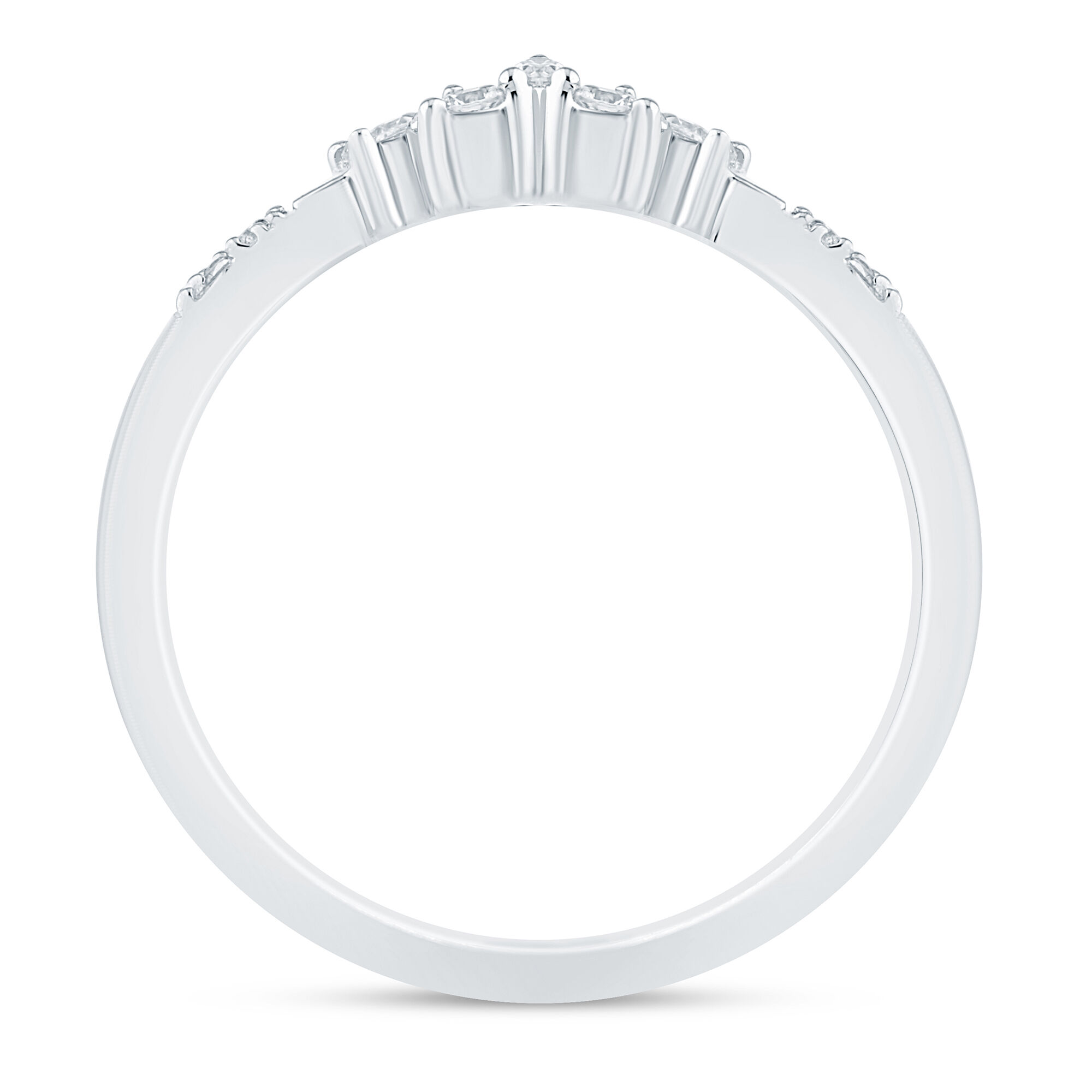 Marquise-Cut and Round Chevron Contour Band in 14K Gold (1/8 ct. tw.)