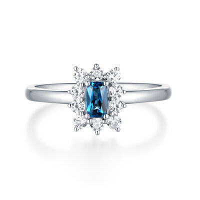 London Blue Topaz & Lab-Created White Sapphire Stack Ring in Sterling Silver