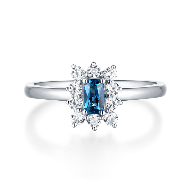 London Blue Topaz &amp; Lab-Created White Sapphire Stack Ring in Sterling Silver