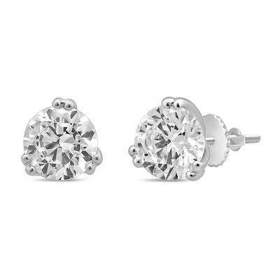 Lab Grown Diamond Round Stud Earrings in 14K White Gold (1 ct. tw.)