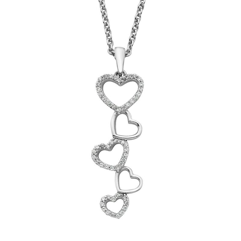 1/7 ct. tw. Diamond Five Heart Pendant in Sterling Silver