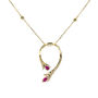 Ruby &amp; Diamond Necklace with Floral Design in 10K Yellow Gold &#40;1/7 ct. tw.&#41;