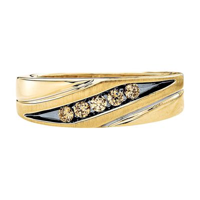 Men's 1/4 ct. tw. Champagne Diamond Band in 10K Yellow Gold