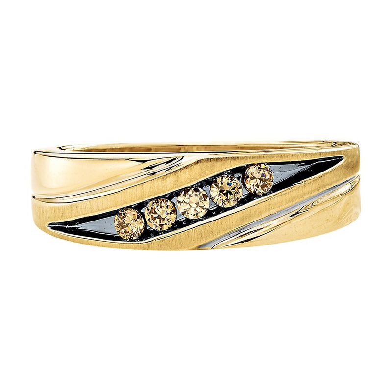 Men&#39;s 1/4 ct. tw. Champagne Diamond Band in 10K Yellow Gold
