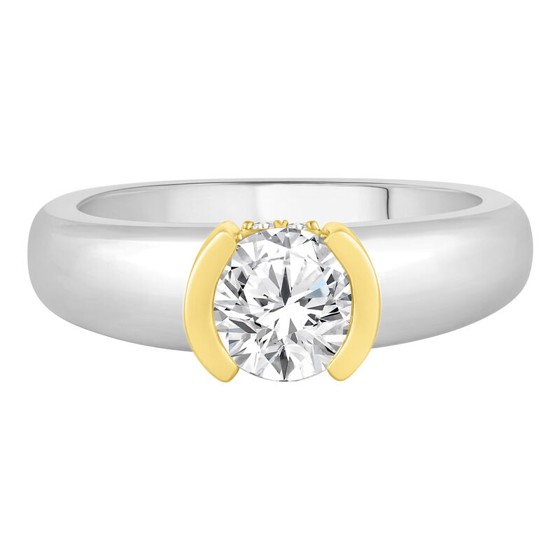 Lab Grown Diamond Engagement Ring in 14K White Gold &amp; 14K Yellow Gold &#40;1 ct. tw.&#41;