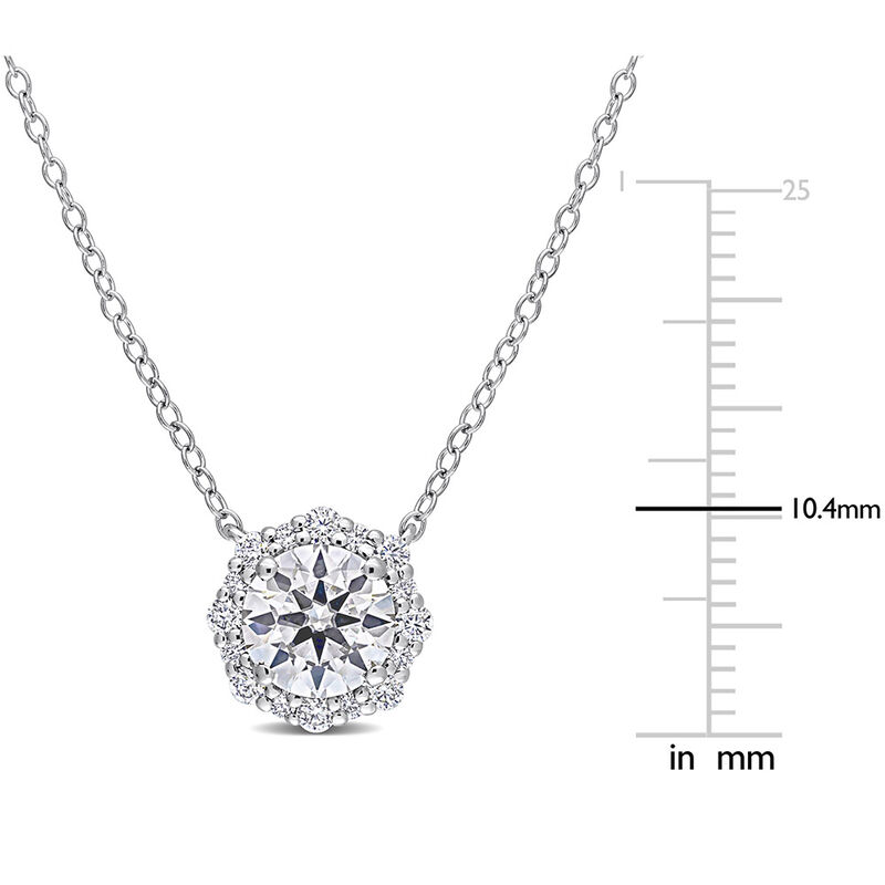 Moissanite Halo Necklace in Sterling Silver (1 1/2 ct. tw.)