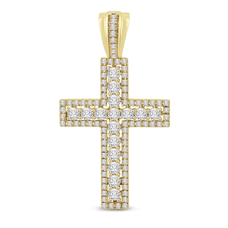 Men&rsquo;s Diamond Cross Pendant in 10K Yellow Gold &#40;2 ct. tw.&#41;