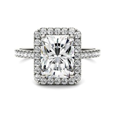 Radiant-Cut Moissanite Halo Ring in 14K White Gold (3 ct. tw.)
