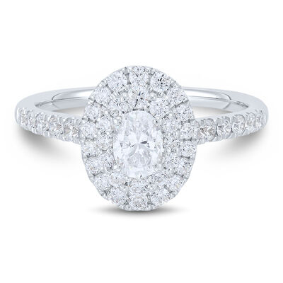 Oval-Shaped Diamond Engagement Ring in 14K White Gold (1 ct. tw.)
