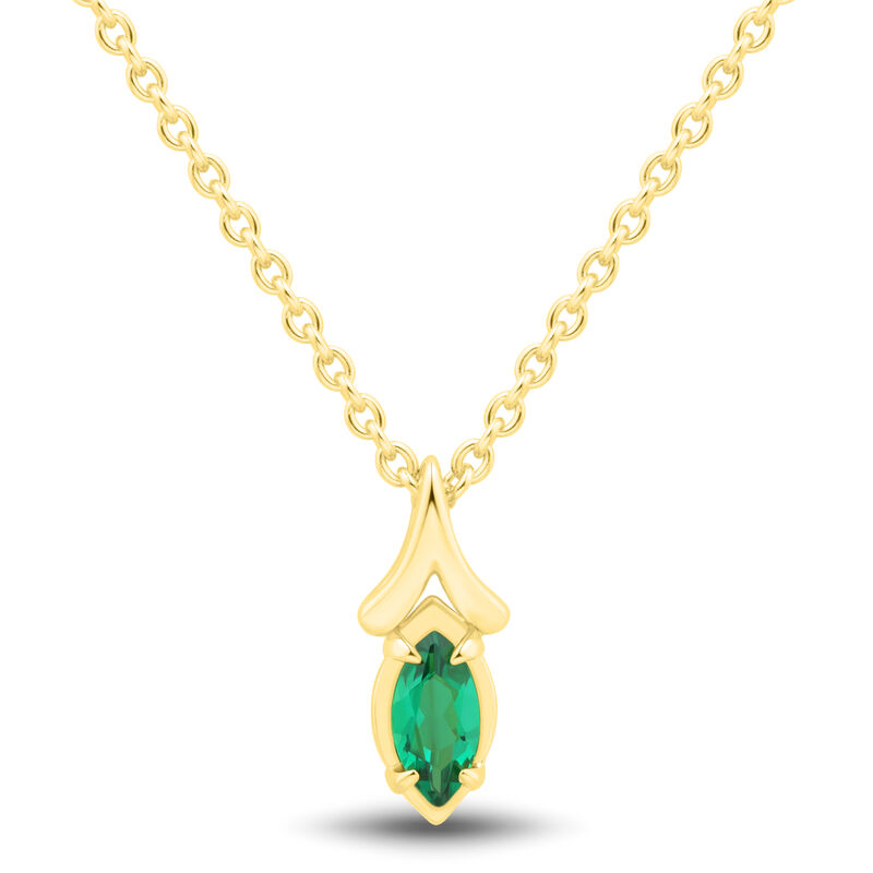 Lab-Created Emerald Marquise-Cut Pendant in Vermeil