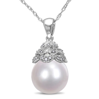 South Sea Pearl & Diamond Necklace in 14K White Gold