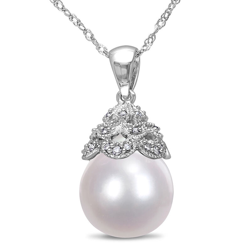South Sea Pearl &amp; Diamond Necklace in 14K White Gold