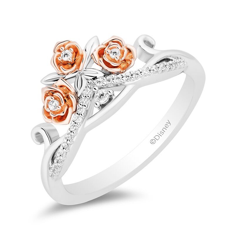 Diamond Rose Tiara &quot;Belle&quot; Ring in Sterling Silver &amp; 10K Rose Gold &#40;1/10 ct. tw.&#41;