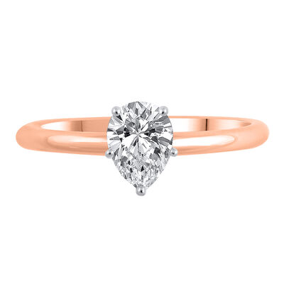 Lab Grown Diamond Pear-Shaped Solitaire Engagement Ring in 14K Rose Gold (1 1/2 ct.)