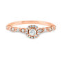 Round Diamond Ring with Halo &amp; Scalloped Band in 14K Rose Gold &#40;1/4 ct. tw.&#41;